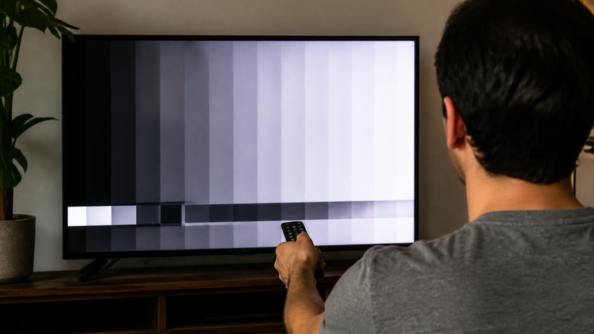 A TV in a vivid picture mode where midtone colors look punched and unnatural.